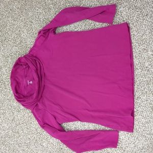 3/$30 Lands End funnel neck long sleeve shirt dark pink cotton rayon spa…